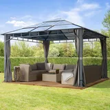 TOOLPORT Gartenpavillon Hardtop Sunset Deluxe 4 x 4 m loft grey 300170