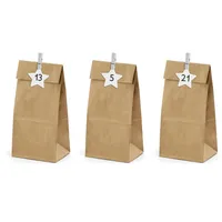 Adventskalender Tüten zum Befüllen 8x6,5x21cm Papier Set - Braun