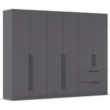 rauch Kleiderschrank Drehtürenschrank Schrank Garderobe Wäscheschrank Schlafzimmer AVOLA (in 3 verschiedenen Ausstattungen BASIC/CLASSIC/PREMIUM) mit hochwertigen Stangengriffen aus Metall in Schwarz MADE IN GERMANY grau 271 cm x 229 cm x 54 cm