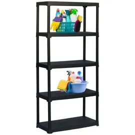 GarPet Steckregal Kunststoff 80 x 40 x 176 cm schwarz 5 Böden