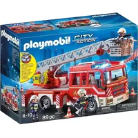 PLAYMOBIL® Konstruktions-Spielset City Action Feuerwehr Leiterfahrzeug mit Licht & Sound, Feuerwehrmann, (Life Feuerwehrwagen, Spielset, 89 St.)