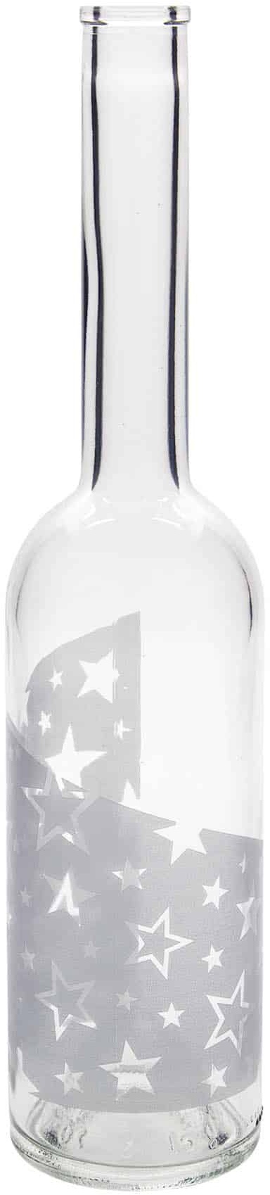 Glazen fles 'Opera', 500 ml, motief: Zilveren sterren, monding: kurk