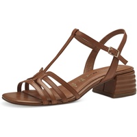 TAMARIS Damen Sandalen mit Absatz Leder Blockabsatz Sommer; COGNAC LEATHER/braun; 37 EU