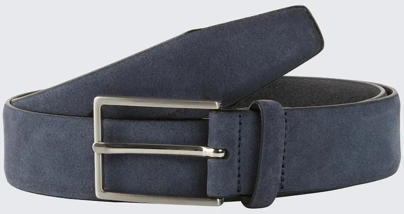 TOM TAILOR Herren TTLOGAN Velourledergürtel mit eckiger Dornschließe, blau, Uni, Gr. 105