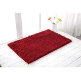 Odot Chenille Badematte, Super Saugfähiger WeicherBad-Teppiche Anti-Rutsch Bequeme Waschbarer Badteppich Flauschiger Badezimmerteppich in Shaggy-Optik (40x60cm,Weinrot)