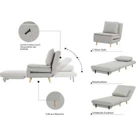 OTTO home Sessel AINSLEY 81 x 82 x 65 cm Grün Webstoff und Cord Bezug wandelbar zum Gästebett
