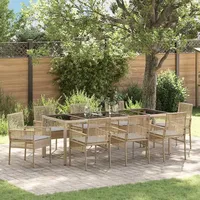 vidaXL Garten Essgruppe 9-tlg. Beige