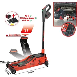 KS Tools e-performance Hydraulischer Akku-Wagenheber, 3 t, max. Höhe 508 mm