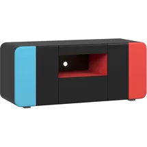 INOSIGN trendteam smart living - Level Up - TV-Schrank - Schwarz/Rot/Blau - Gaming-Lowboard passend für z.B. Nintendo Switch - (BxHxT) 115 x 49 x 42 cm - Mit LED-Spot BLAU, 4er-Set