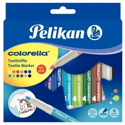 Pelikan Textilstift colorella, 12er Etui, zum Malen auf Kleidung.