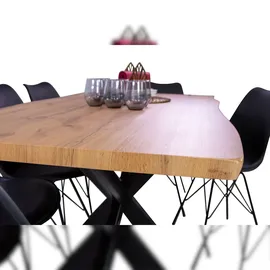 Sam Esstisch Baumkante Holz-Optik Wildeiche 160 x 85 Spider-Gestell schwarz JOSY
