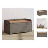 vidaXL Bank mit Stauraum Grau 100x50x52 cm Poly Rattan Akazienholz