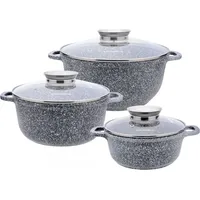 Klausberg Set mit 3 Töpfen mit Marmorbeschichtung 2,3 l, 4,5 l, 6,8 l KB7533 - Grau