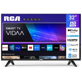 RCA VRS32HQ1 Smart TV 32 Zoll (80cm) HD LED Fernseher mit WLAN, Triple Tuner (DVB-T/T2, DVB-C, DVB-S/S2), App Store, HDMI, USB, CI/CI+, Netflix, YouTube und mehr [RVSmart 2024]