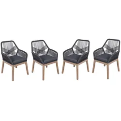 4er Set Gartenstuhl Pomona Armlehnstuhl Stuhl Relax Sessel Gartenmöbel grau