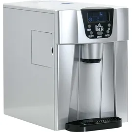 Homcom Eiswürfelmaschine, Ice Maker 9 Eiswürfel in 6-10 Min., 12kg/24h, mit 2L Wassertank, Eiswürfelbereiter mit Selbstreinigungsfunktion, Silber - Silber
