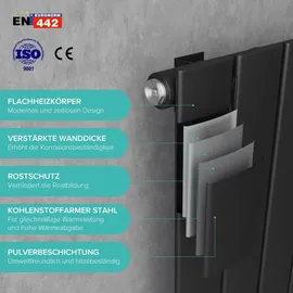doporro Flachheizkörper 1600 x 300 mm 510 W anthrazit Mittelventil