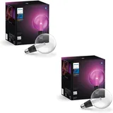 Philips Hue Lightguide Bundle 2x G125 Globe White & Colour Ambiance E27 Smarte LED-Lampen Lichtsystem mit 16 Mio. Farben, smarte Lichtsteuerung über Sprache und App