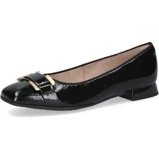 Caprice Damen Ballerinas aus Leder Kleiner Absatz, Schwarz (Black Naplak), 37 EU