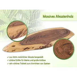 amagohome Baumscheibe Servierbrett verleimt Serviertablett Deko Akazie massiv : 40 x 20 cm