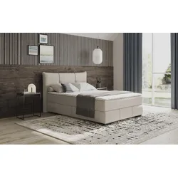 Boxbett MR. COUCH "Brewdley mit Bettkasten, inkl. Matratze", beige (stripes 8622 natur), B:165cm L:215cm, Polyester, Nylon, Komplettbetten, Topper und Zierkissen, in verschiedenen Härtegraden verfügbar