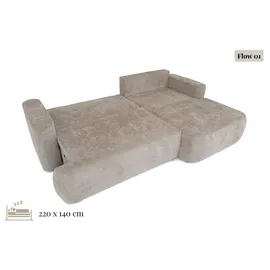 WFL GROUP Ecksofa Chenille 4-Sitzer Beige