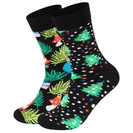 Happy Socks Crew Socken – Weihnachts-Weihnachtsbaum und Ornamente – 2er-Pack Geschenkbox-Set – 36–40