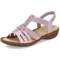 Rieker Damen Riemchensandalen 60801, Frauen Sandalen,Sommerschuhe,Freizeitschuhe,offene Schuhe,Strandschuhe,Sandaletten,flach,rosa (30),38 EU / 5 UK - 38 EU Schmal