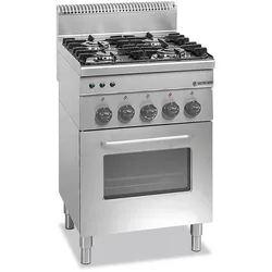 GastroHero Gasherd Serie 66 - 60/60 mit Gasbackofen und Elektrogrill