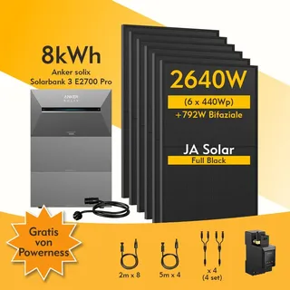 10,74 kWh inkl. 2x B2700 Erweiterungsakku + 6x 440 W Solarpanel