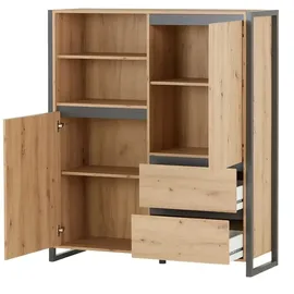 Möbel Boss Highboard 120 x 140 x 40 cm Braun / Grau