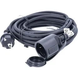 AS Schwabe Strom-Verlängerungskabel IP44 10m, H05RR-F 3G 1,5mm2, Gummi, schwarz