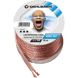 OEHLBACH Speaker Wire SP-25 3000 Lautsprecherkabel 2 x 2,5 qmm, Mini Spule, Lautsprecherkabel, 30 m