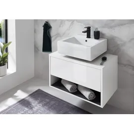 PLACES OF STYLE »Studio Line, Badschrank in Hochglanz Weiß, Waschtisch« in zwei Farben verfügbar, ausreichend Stauraum