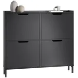 SoBuy Schuhschrank, Schwarz, Holzwerkstoff, Metall, 100x91x19 cm, Garderobe, Schuhaufbewahrung, Schuhkipper