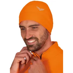 Strickmütze TRIGEMA "TRIGEMA Mütze mit reflektierendem Logo", Herren, orange (leuchtorange), 92% Polyester, 8% Elastan, Basic, Mützen