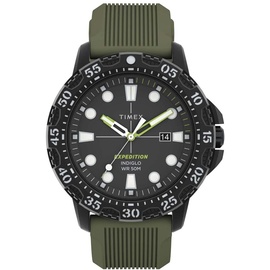 Timex Expedition Gallatin 44mm Sportuhr, grünes Zifferblatt, grünes Silikonarmband, TW4B25400