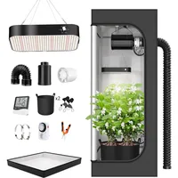 TOPRON Growzelt Komplettset Anbau Set mit 200W LED Vollspektrum Grow Lampe Dimmbar, 60x60x120cm GrowZelt Kit Komplettes Hydroponics Grow Tent Complete Set(60x60x120cm)