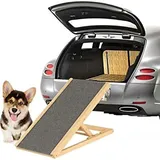 Holz-Hunderampe Katzen Rampe, 100cm Lang Hölzerne Hundetreppe für Bett oder Sofa, für Auto Höhenverstellbar Hunderampe Für Auto Für Großen Hund Haustier Rampe