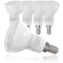 B.K.Licht - 5er Set LED Lampe E14 mit warmweißer Lichtfarbe, 6 Watt, 450 Lumen, LED, LED Glühbirne, LED Leuchtmittel, LED Birne, R50, Glühlampen, Bulb, 8,5x5 cm, Weiß