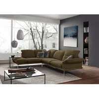 W.SCHILLIG Ecksofa sherry, Designsofa mit tollem Sitzkomfort, elegant und zeitlos, L-Form, Kopfstützenverstellung, Winkelfüße in Chrom glänzend, Breite 302 cm grün