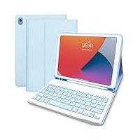 iPad 9.Generation Hülle mit Tastatur(Deutsches QWERTZ), ipad Tastatur 9. Generation 10.2 Zoll, Slim Schutzhülle mit Pencil Halter Tastatur für iPad 9/8/ 7/ iPad Air 3/ iPad Pro 10.5, Himmelblau