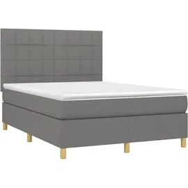 vidaXL Boxspringbett mit Matratze & LED Dunkelgrau 140x200 cm Stoff