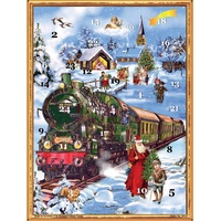 Richard Sellmer Verlag Nostalgischer Adventskalender/Weihnachtskalender mit Bildern und Glimmer für Kinder und Erwachsene Eisenbahn im Schnee