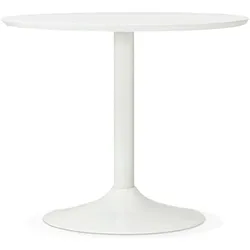 Kadima Design Runder Esstisch, Weiß, Holz & Metall, 90x90x75 cm