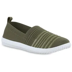 Damen Slip Ons in Olivgrün