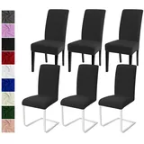 Stuhlhussen 6er Set Stuhlbezüge Moderne Stretch Stuhlhussen Universal Husse Abnehmbare Stuhlbezug Waschbarer Abdeckung Esszimmer Dekoration Spannbezug,für Hotel Hochzeit Partys(6er Set, Dark Gray)-C