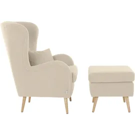 Home Affaire Ohrensessel Sallito Polyester 76 x 109 x 85 cm Beige mit Hocker