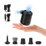 FLEXTAILGEAR EVO2 Elektrische Luftpumpe für Luftmatratze, Aufblasen und Ablassen, 2.8kPa, 5 Düsen, Inflate und Deflate für Kissen, Schwimmringe, Pool, Sofa, Kein interner Akku,110V AC/12V DC