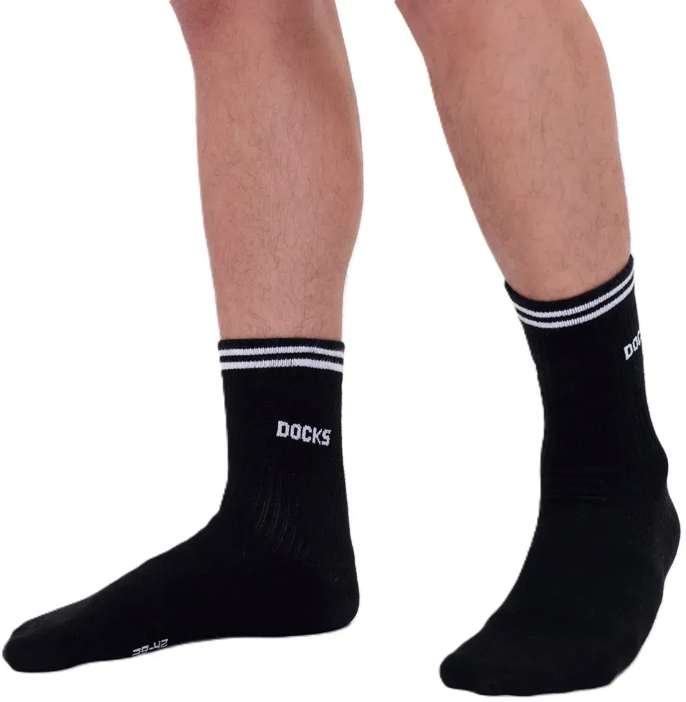 6 Paar DOCKS Socken Komfortbund Sport Tennis Socken Damen Herren schwarz 39-42